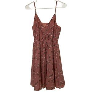 Shein Pink Floral Sleeveless Pleated Mini Dress Womens Size Small